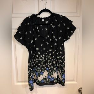 Old Navy | Black Floral Summer Blouse: XL